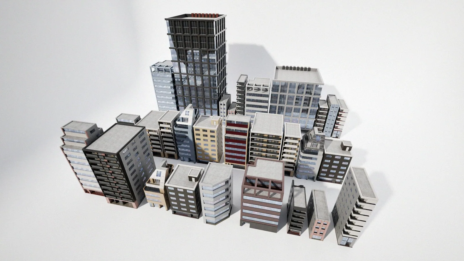 Japanese Office Buildings 01 - Background Buildings