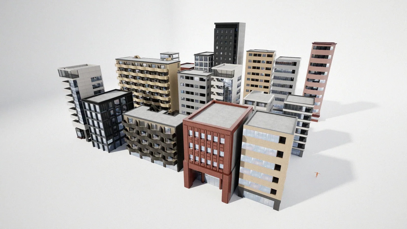 Japanese Office Buildings 02 - Background Buildings