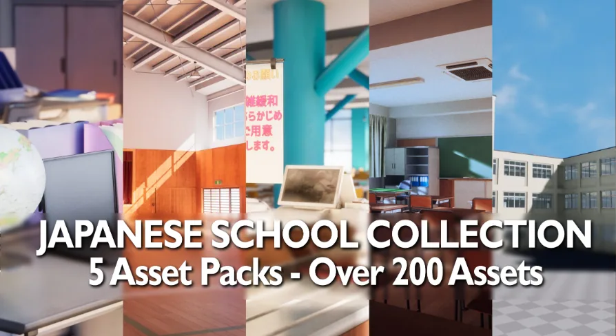 Japanese School Collection - 5 Asset Packs, Over 200 Assets