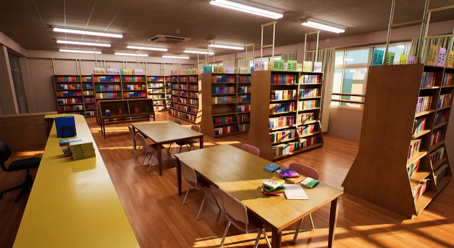 Japanese School Library - Scene & Props