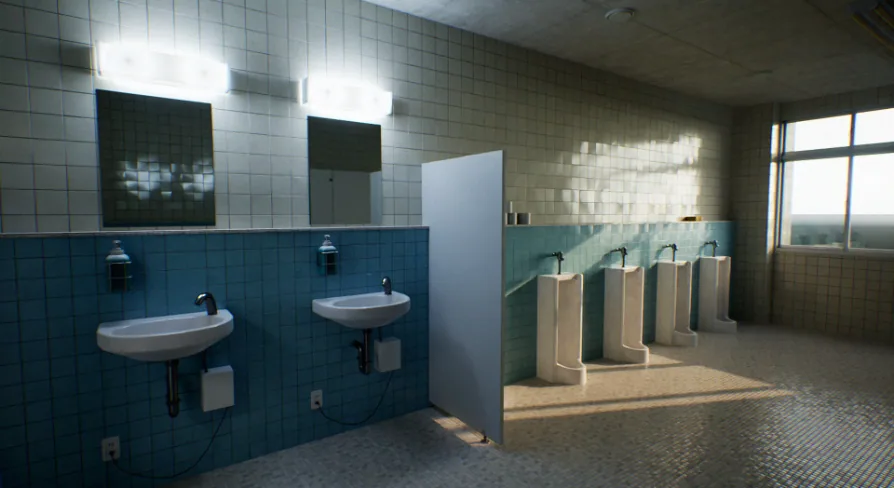 Japanese School Restroom - For Visual Novels and Games