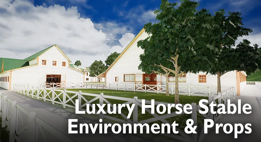 Large Horse Stable Ranch - Environment and Props